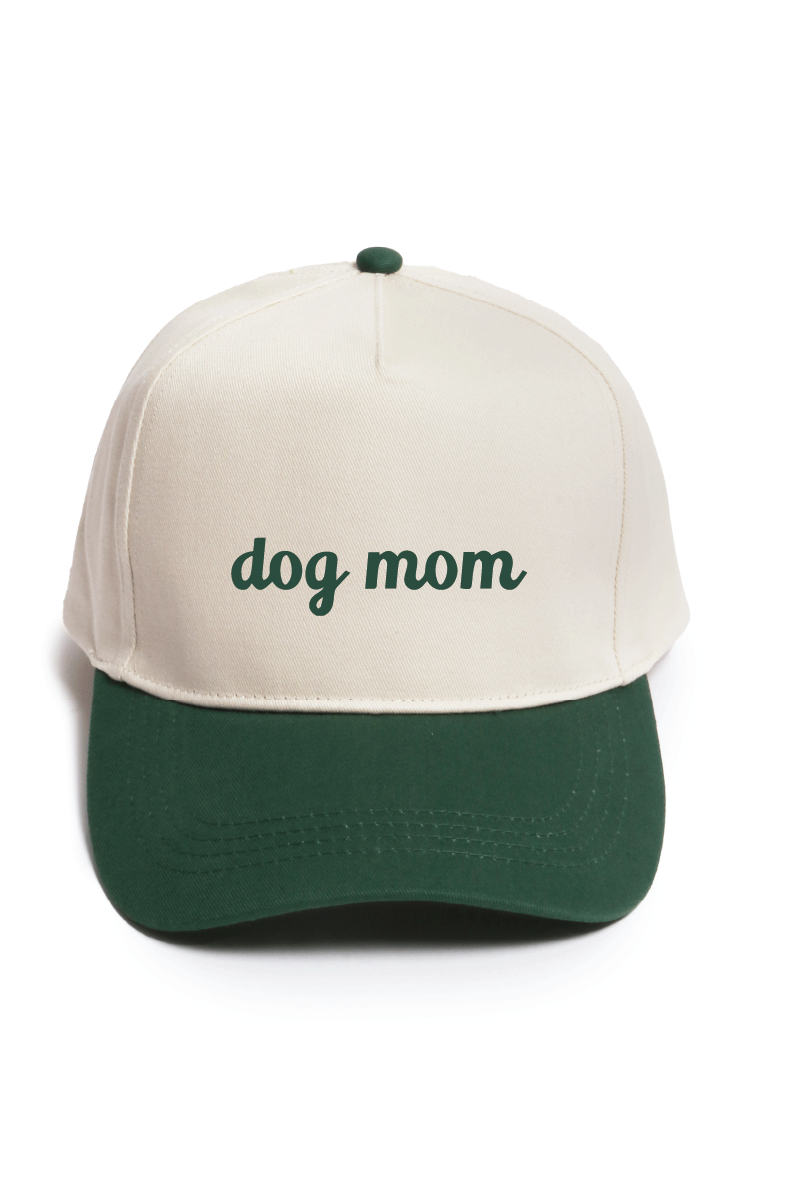 DOG MOM embroidery in Two Tone Baseball Cap: Green