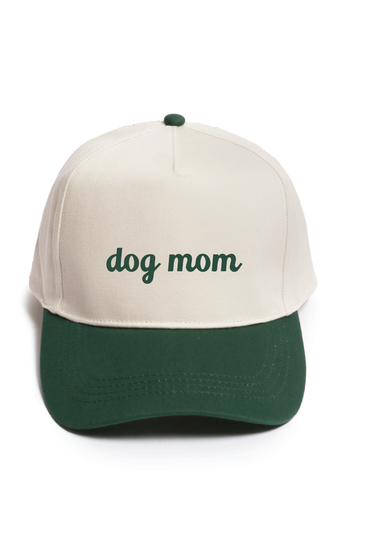 DOG MOM embroidery in Two Tone Baseball Cap: Green