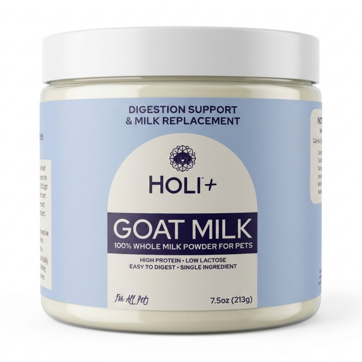 HOLI Powdered Goat Milk for Dogs & Cats | Single-Ingredient Topper & Milk Replacer: 7.5oz