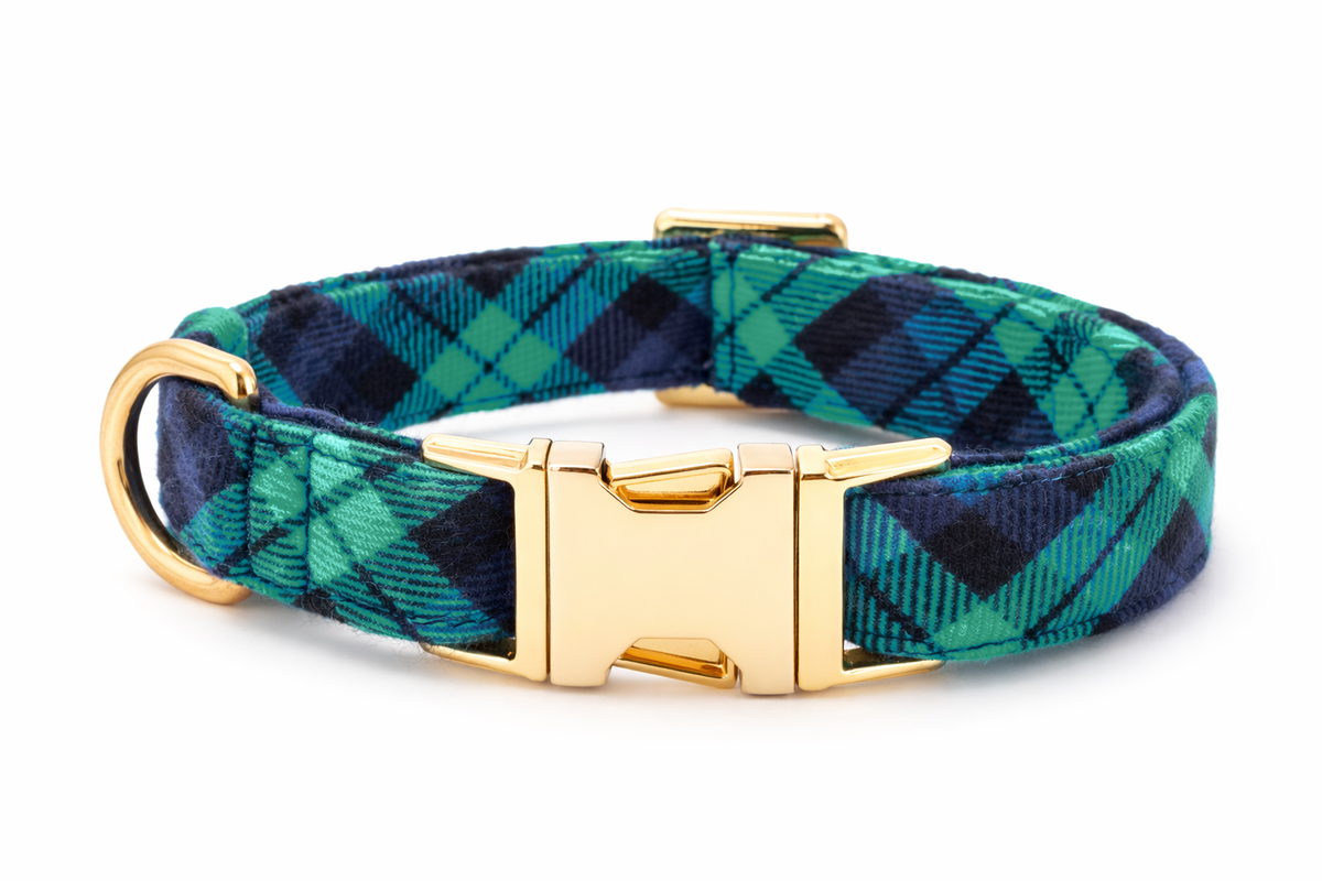 Black Watch Plaid Flannel Dog Collar