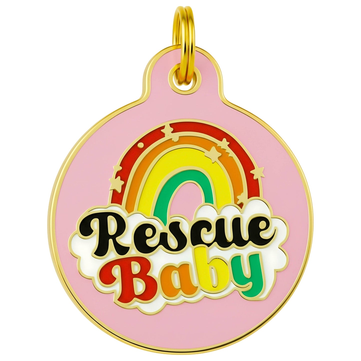 Cute Dog Charm & Pet ID Collar Tag - Rescue Baby *Pink: Small / Digital ID