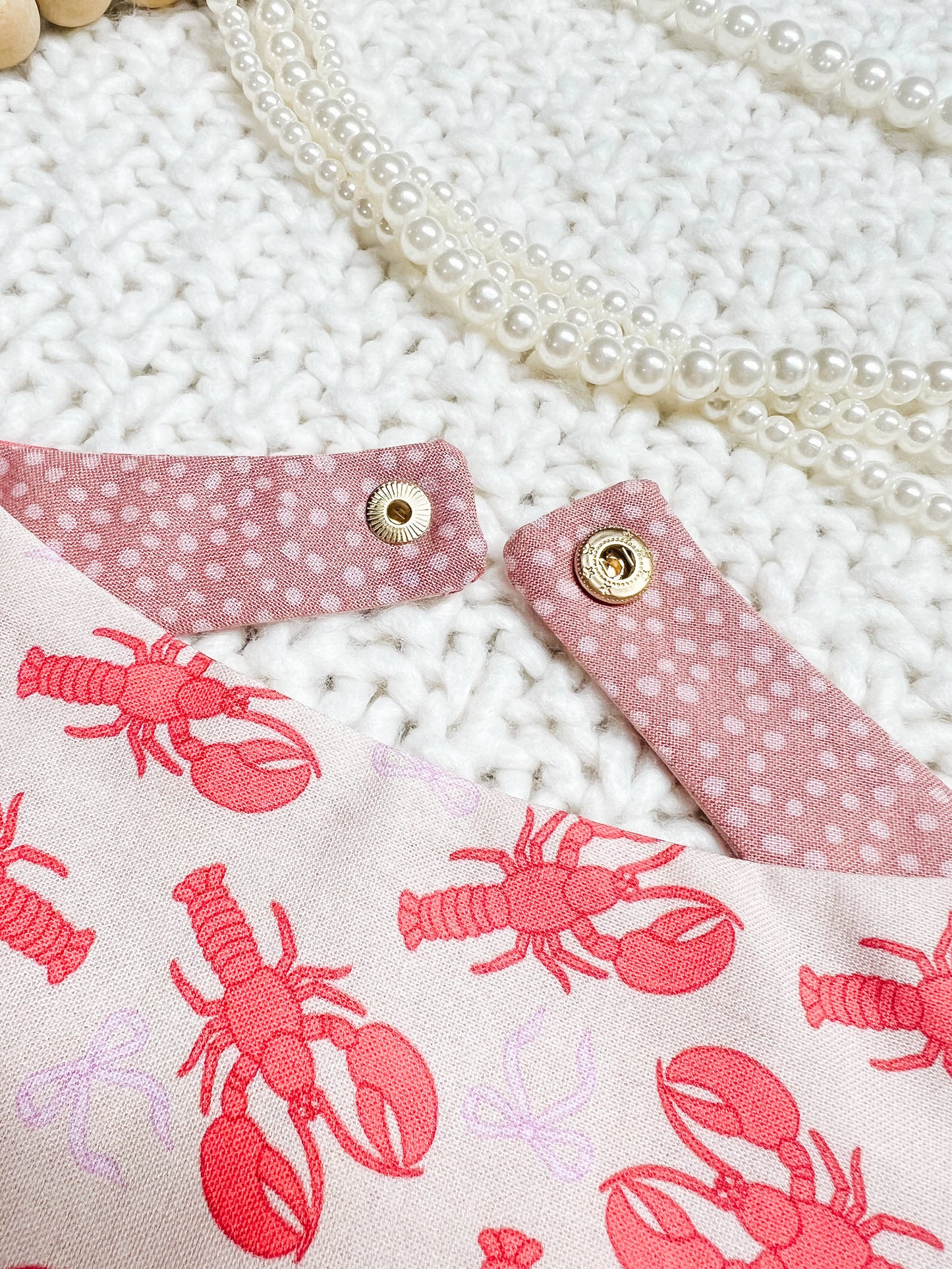 Lobster Snap-On Reversible Dog Bandana, Curved Neck: S