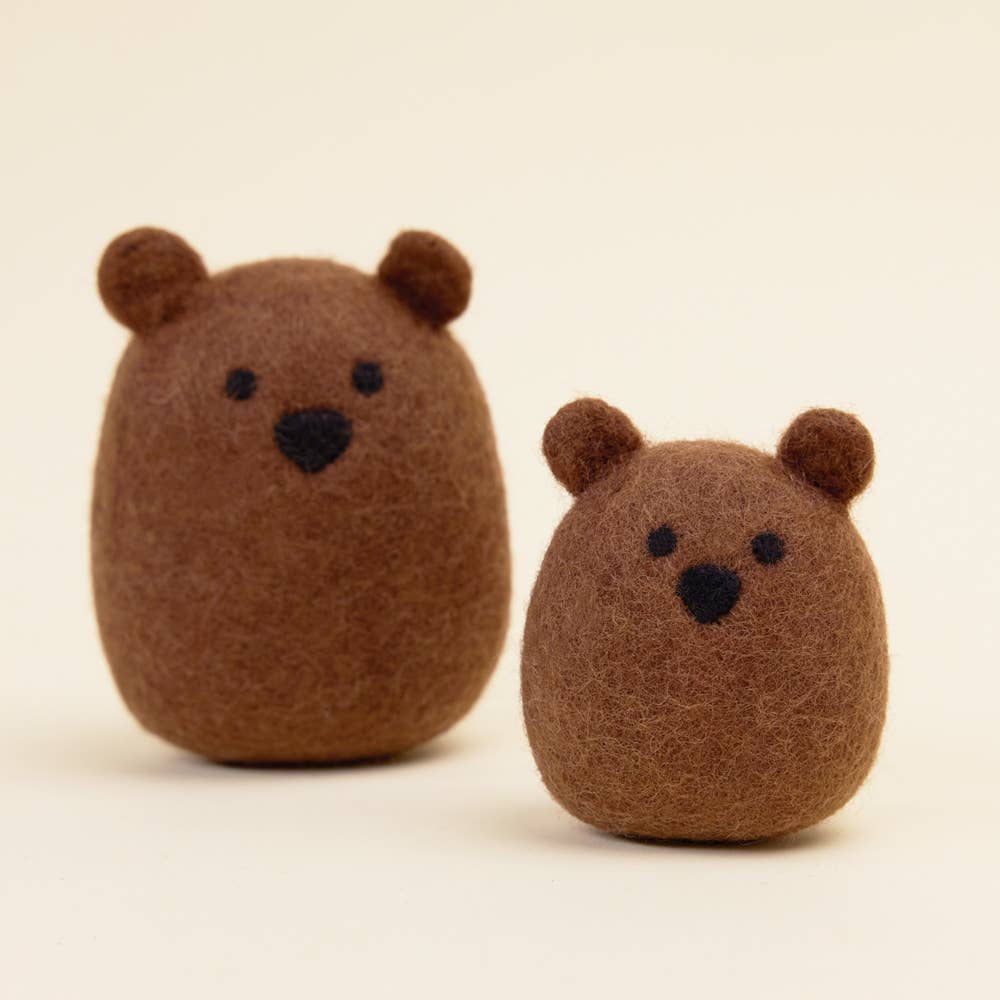 WOOL BROWN BEAR Wool Dog Toy: Large