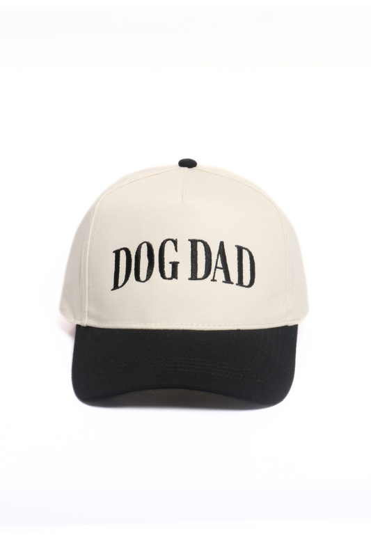 DOG DAD Embroidery 5 Panel Two Tone Cap: Black