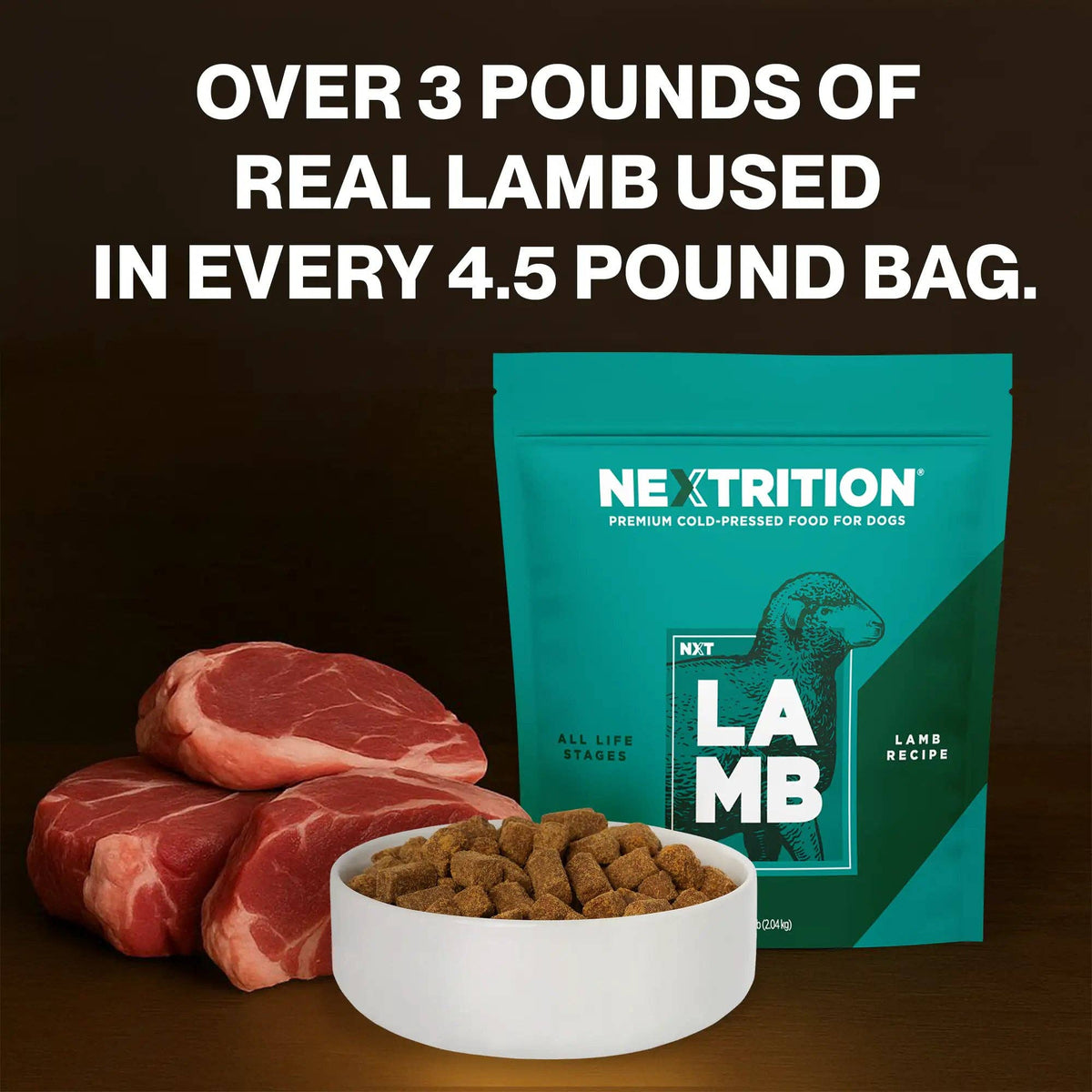 All-Natural Cold-Pressed Lamb Dog Food: 1.9 lb
