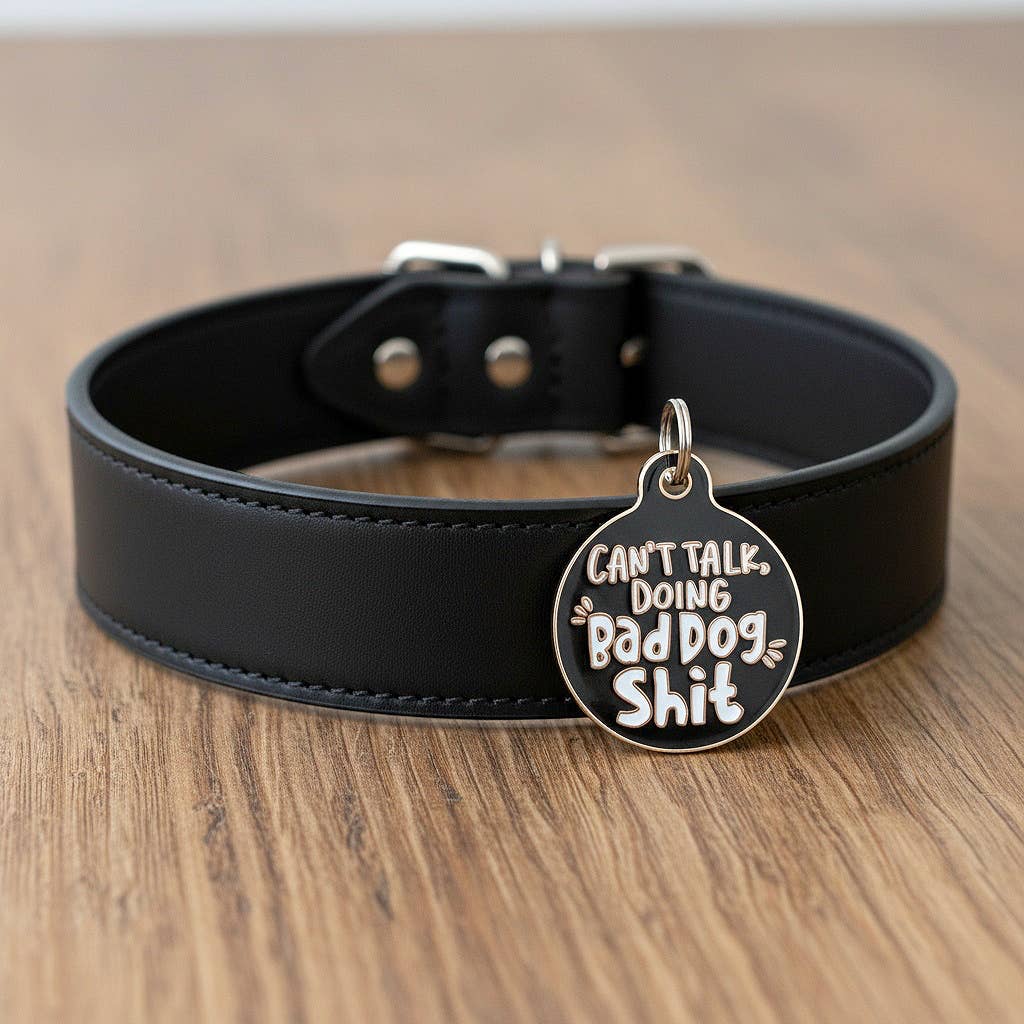 Pet ID Tag w/ Scannable Code - Bad Dog Shit