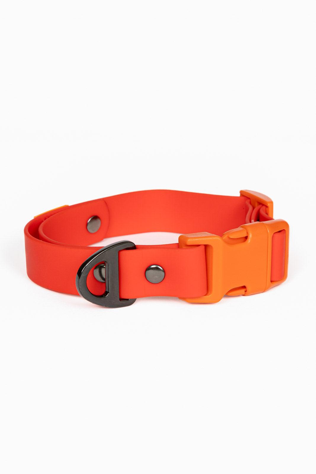 Scarlet Peaks Waterproof Dog Collar: Autumn Red / Flame Orange / 20 - 26