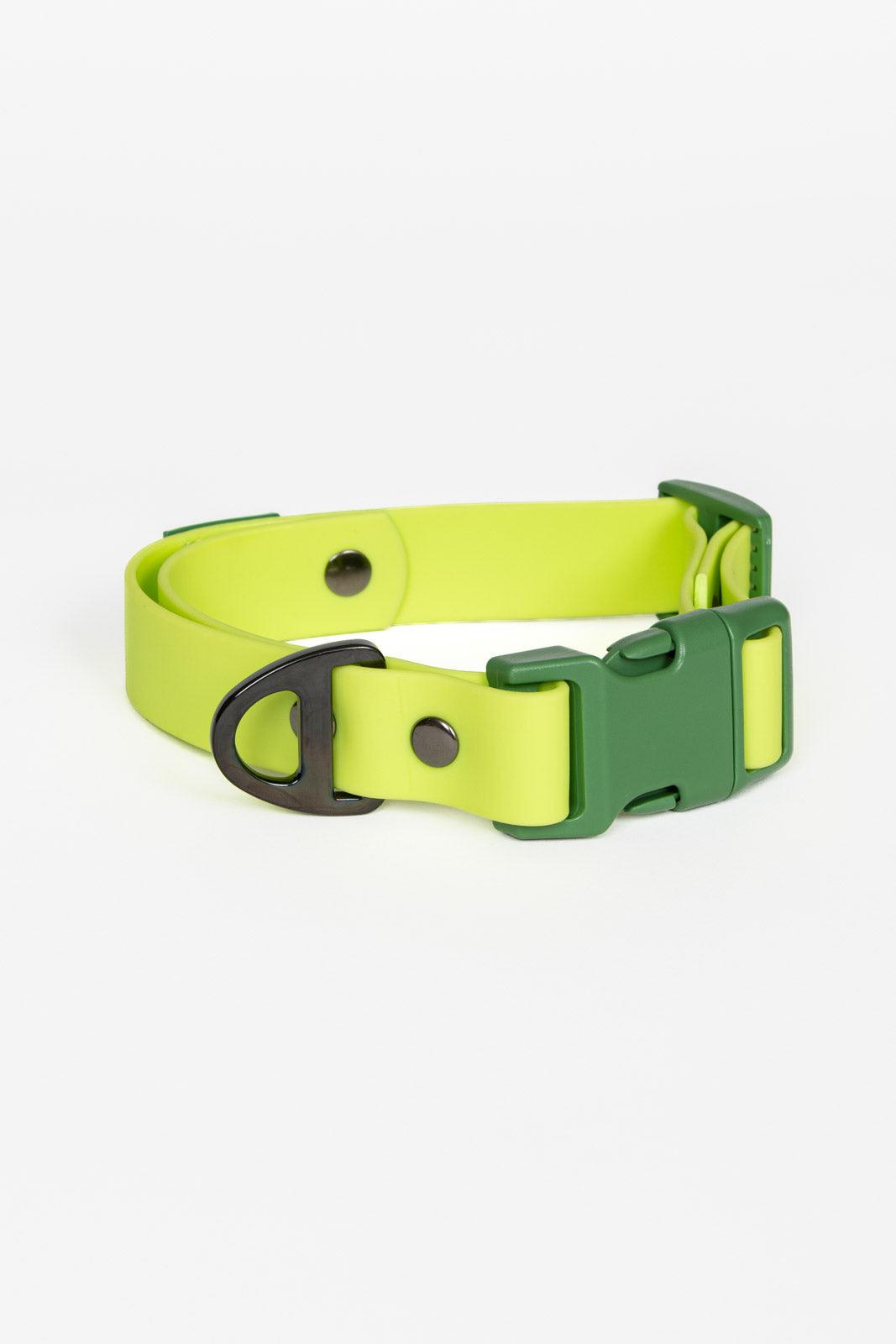 Mossy Pine Waterproof Dog Collar: Chartreuse / Willow Green / 17 - 20