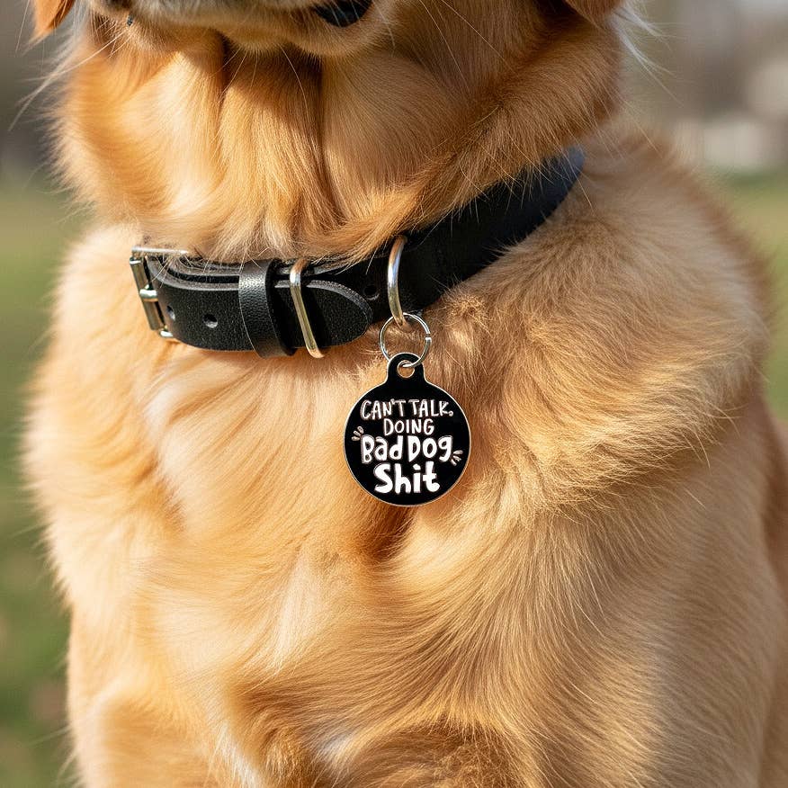 Pet ID Tag w/ Scannable Code - Bad Dog Shit