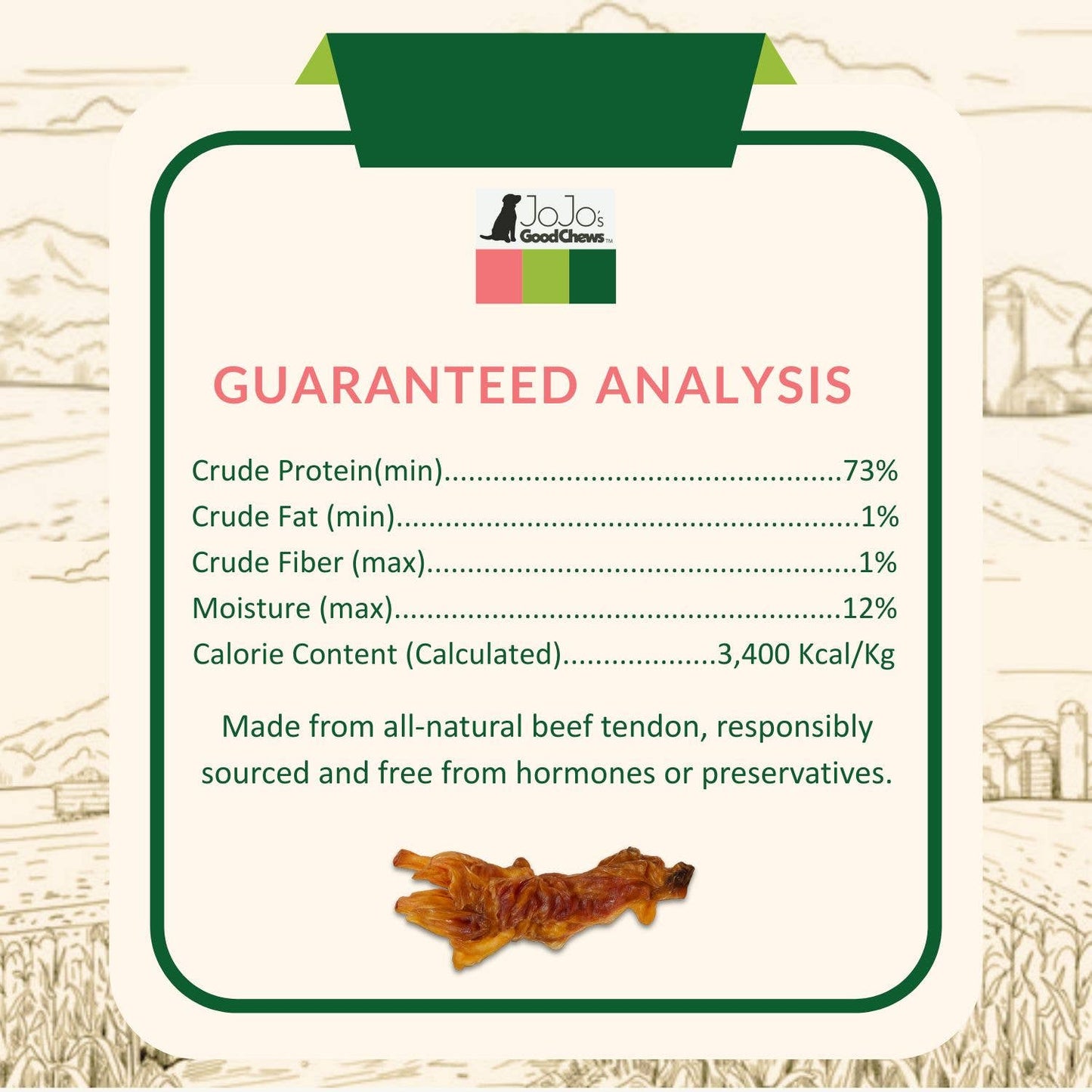 All-Natural Jumbo Beef Y Tendon Chew for Dogs - 6"–9" Inches