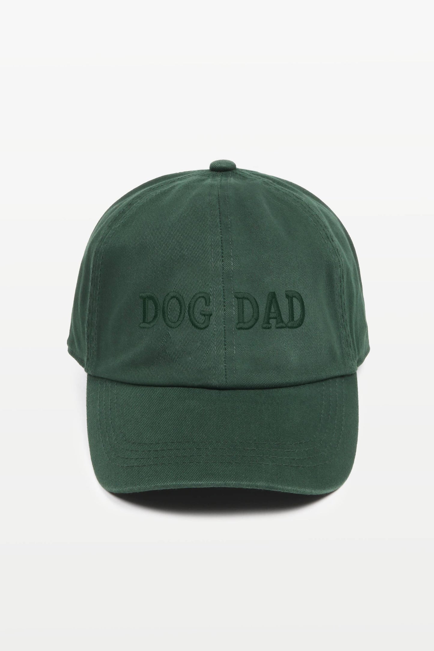 Dog Dad Tonal Embroidered On Vintage Wash Cap: Dark Green