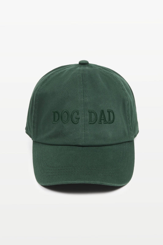 Dog Dad Tonal Embroidered On Vintage Wash Cap: Dark Green